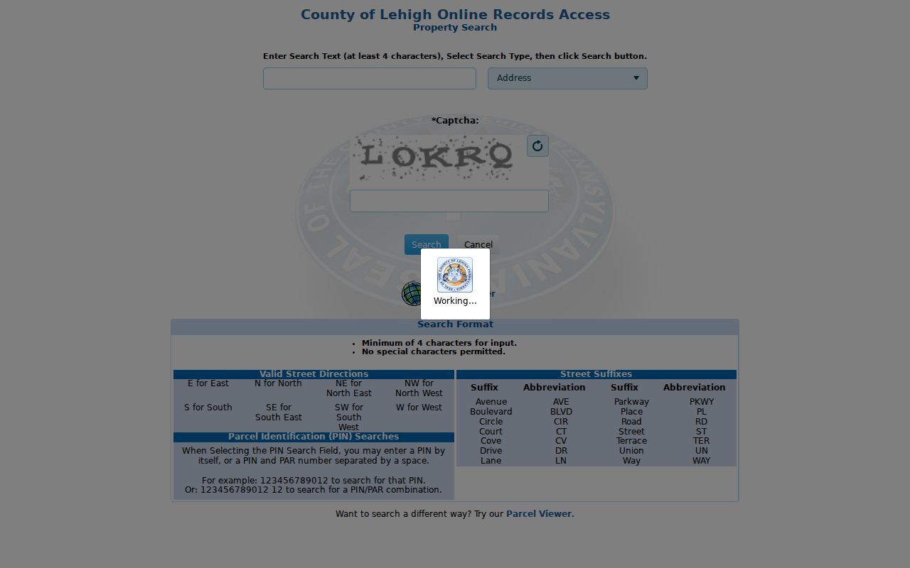 South Whitehall Township residents directory Lehigh County PropertySearch fields
