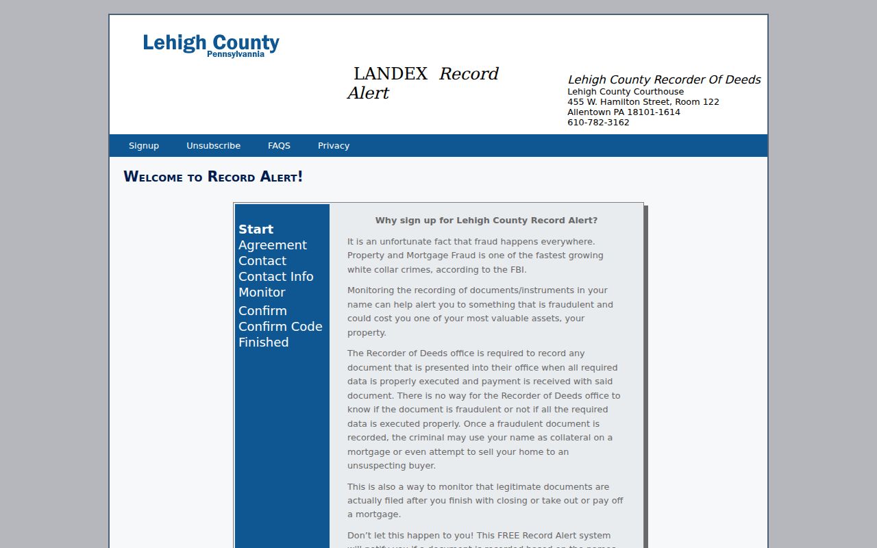 South Whitehall Township residents directory Lehigh Record Alert registration